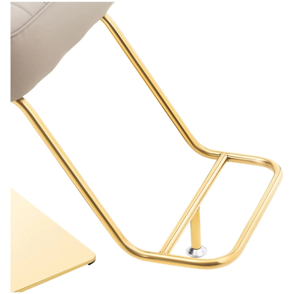 Poltrona da parrucchiere con poggiapiedi portata 200 kg acciaio inox beige oro 14_0008958