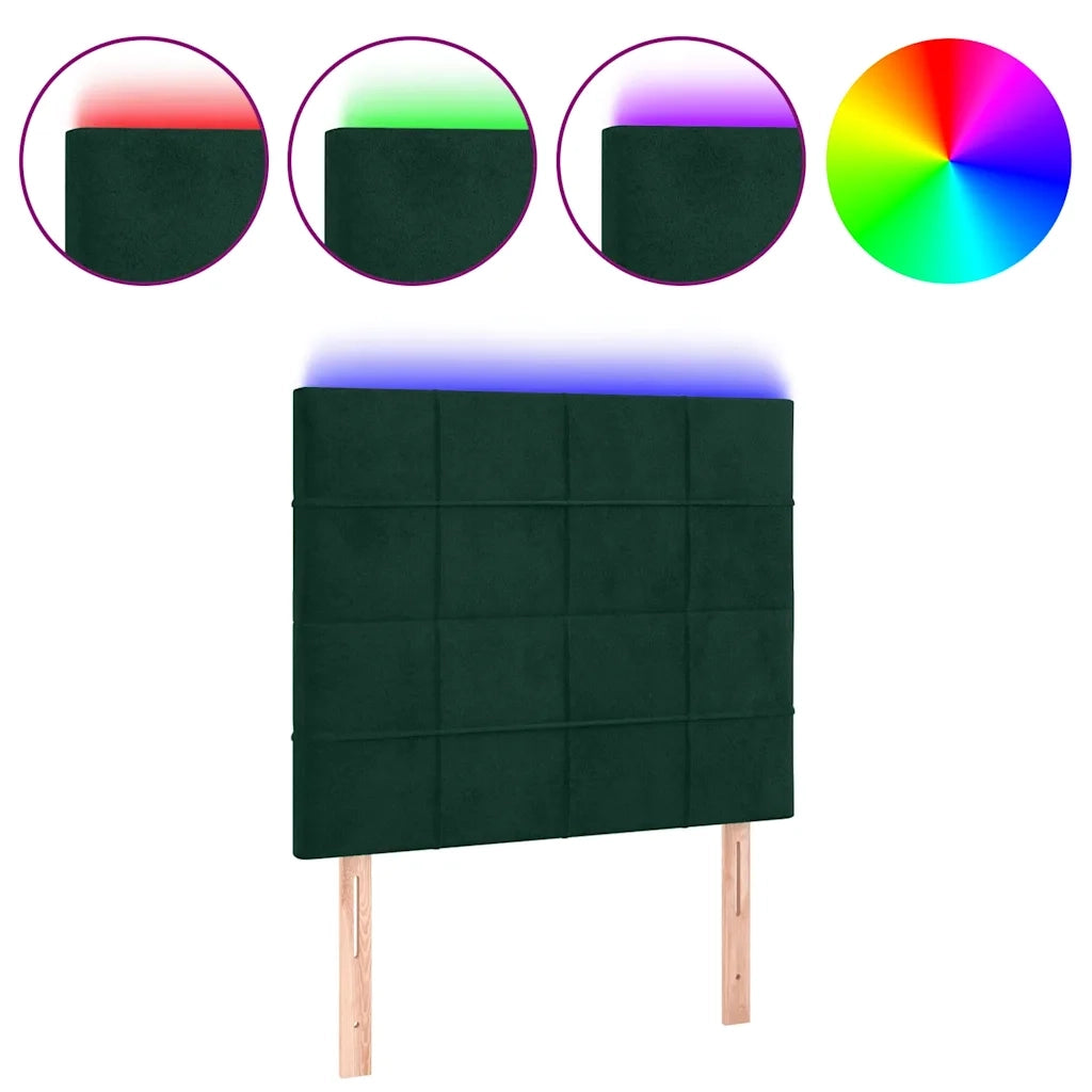 Testiera a LED Verde Scuro 100x5x118/128cm in Velluto 3122469