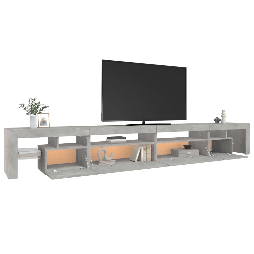 Mobile Porta TV con Luci LED-Credenza TV Grigio Cemento 290x36,5x40 cm