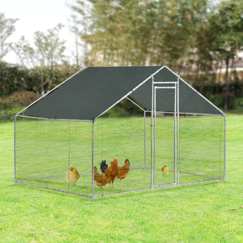 Gabbia per Pollame Wels con Tettuccio Parasole e Recinzione Rete Metallica 3x2x2 m pro.tec