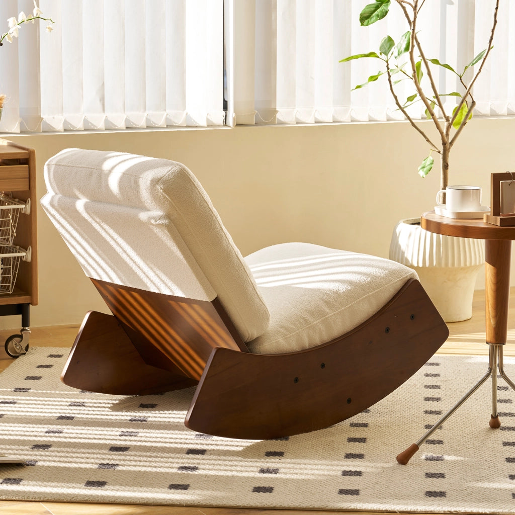 Poltrona Dondolo Relax ¨C MINIMAL ¨C Tessuto, Struttura in Legno