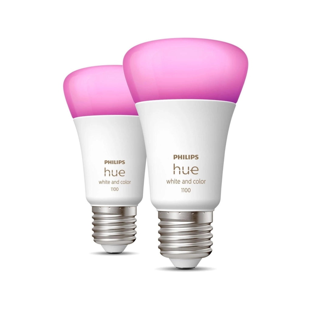 Philips Hue 929002468802 White and Color Ambiance Lampadina Smart LED E27 9W 1100lm 2000-6500K Bluetooth ZigBee Dimmerabile confezione da 2