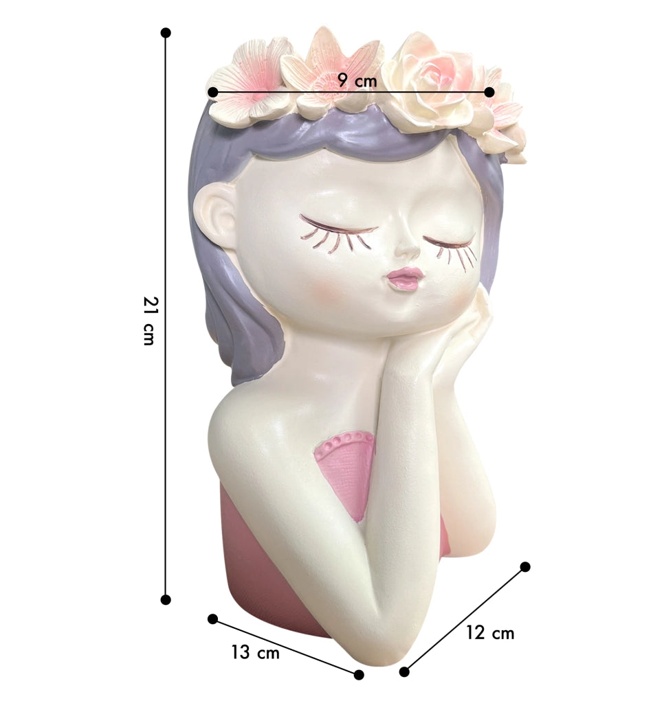 Vaso Decorativo Con Volto Viso Vasetto Per Piantine Da Interno Faccia Statuetta Testa Soprammobile Moderno Dipinto A Mano - BambinaRaissa