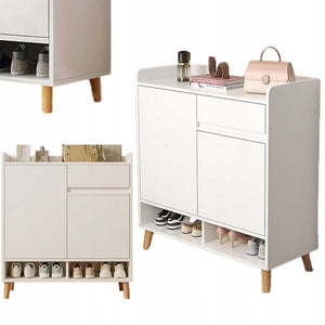 Scarpiera da 90x60x32 cm, finitura bianca, ideale per l'ingresso.