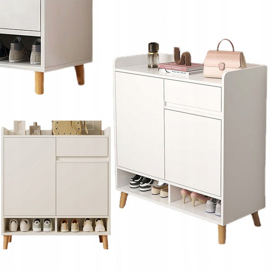 Scarpiera da 90x60x32 cm, finitura bianca, ideale per l'ingresso.