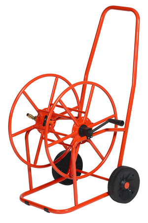 Carrello Avvolgitubo Manuale con Ruote 80 mt Tubo Ø3/4” in Acciaio Verniciato Rosso Agrati