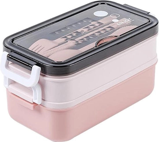 Lunchbox per bambini con scatole, in acciaio inossidabile, impermeabile, bentobox, chiusa, sottile, impermeabile, scatola per pranzo per bambini con scatole, scatola per pranzo con suddivisione, colore rosa