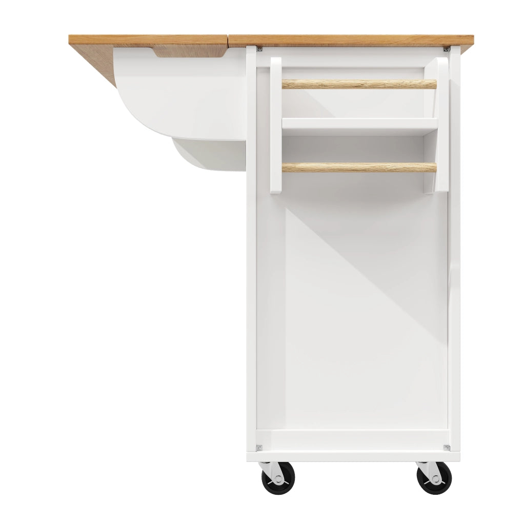 CARRELLO Cucina con piano ribaltabile 137,9x73x92,2 cm MDF bianco con ruote