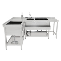 Postazione da Cocktail in Inox con Pozzo Ghiaccio e Unità Angolare Modulare