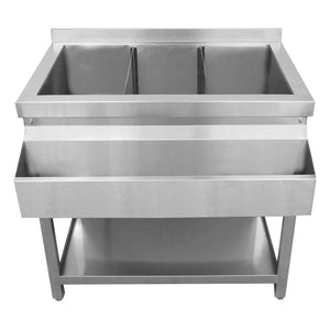 Postazione da Cocktail in Inox con Pozzo Ghiaccio e Unità Angolare Modulare