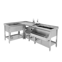 Postazione Deluxe da Cocktail in Inox con Pozzo Ghiaccio e Unità Angolare Modulare