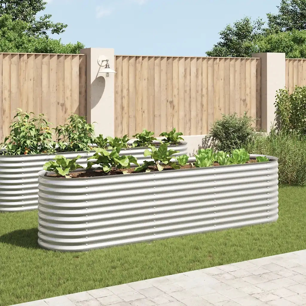 Letto Rialzato Giardino 320x80x81 cm in Acciaio Zincato Argento 45512