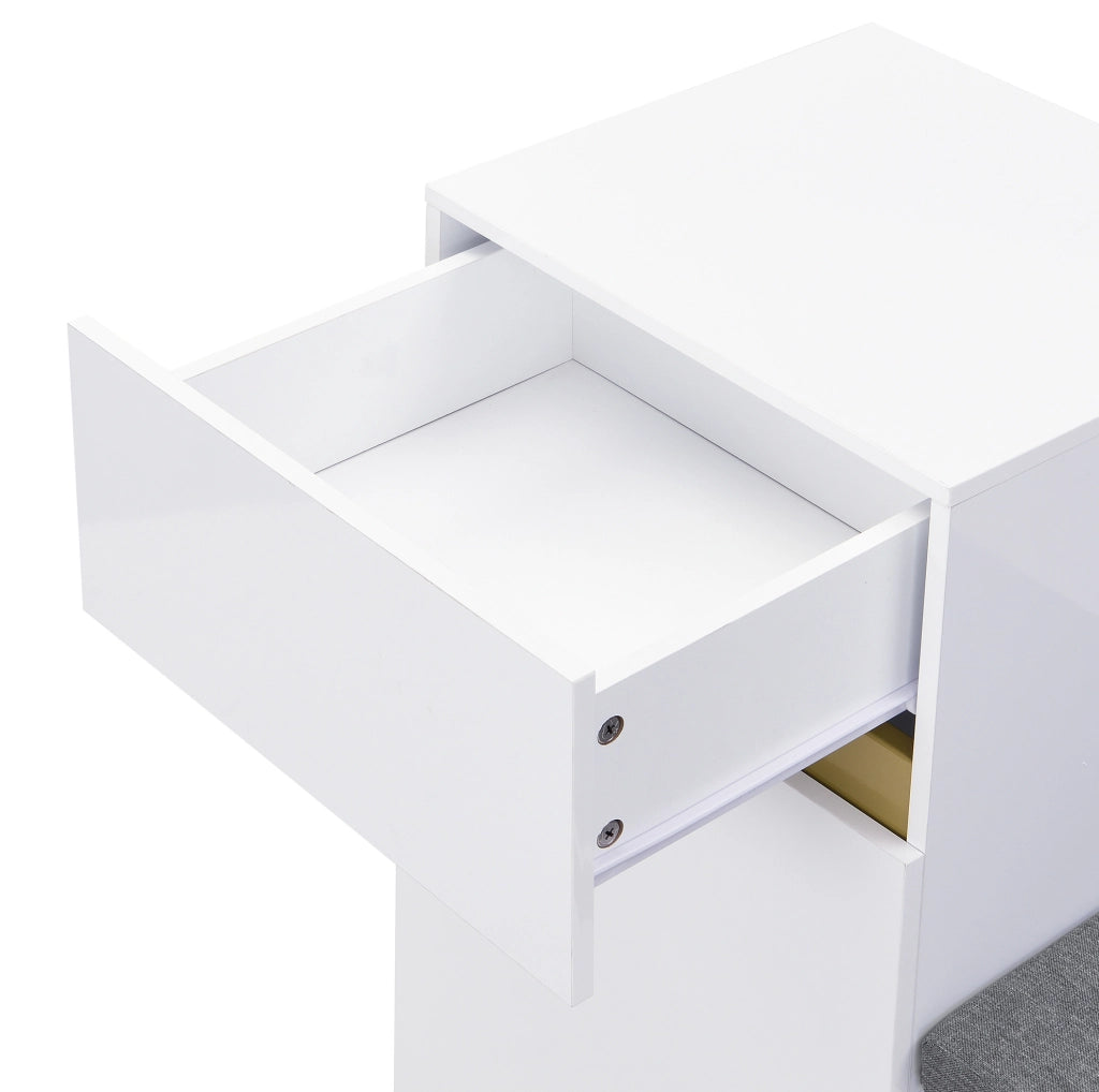 Scarpiera multifunzionale con panca e cassetto 120x35x85 cm in MDF bianco
