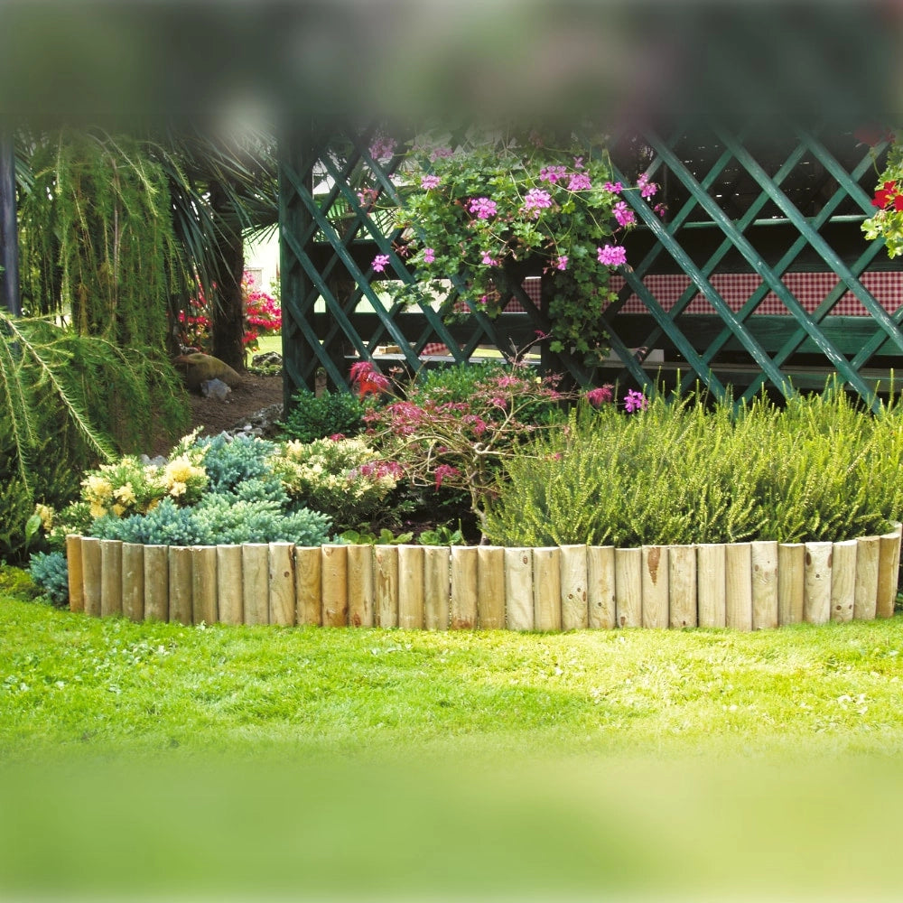 Bordura Giardino in Legno Bordaroll 5xH30xL200 cm – Bordo per Aiuole in Pino Impregnato Flessibile