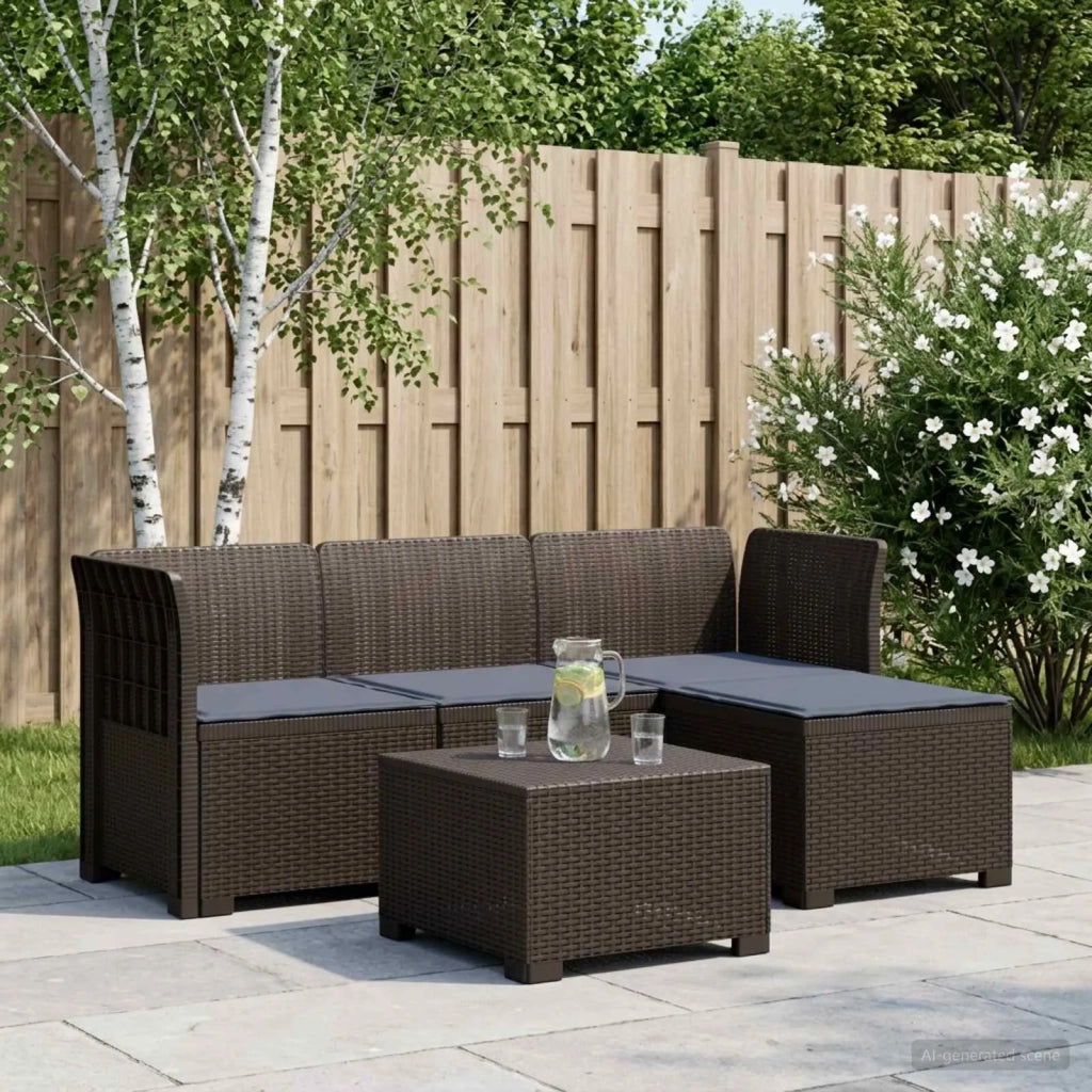 Divano da giardino 4 posti con cuscini aspetto rattan PP 3443933