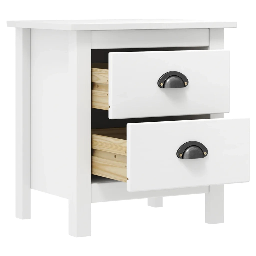 Comodini Hill Bianchi 2 pz 46x35x49,5 cm Legno Massello di Pino cod mxl 38756