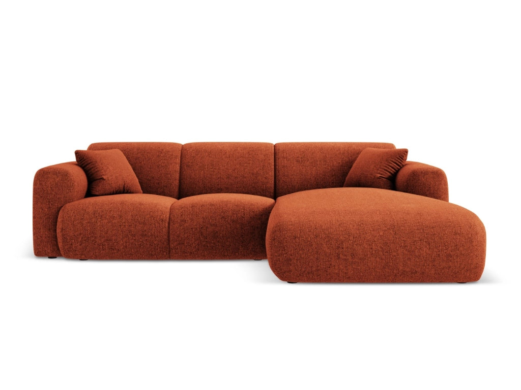 Cosmopolitan Design - Divano angolare destro "Nolio" 4 posti in ciniglia terracotta 