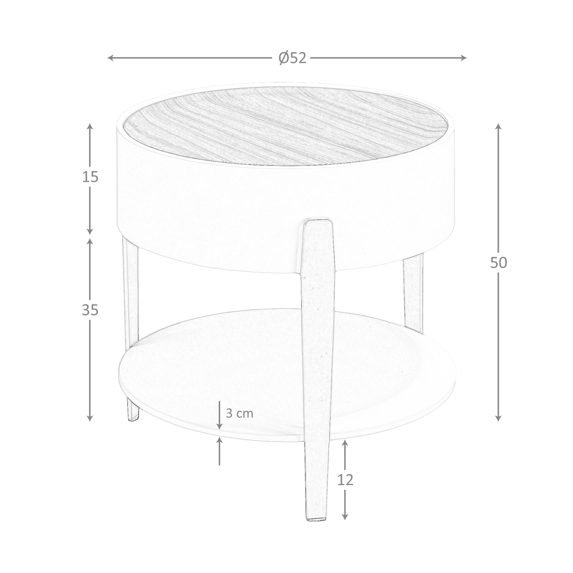 Tavolo angolare rotondo in noce, legno beige e acciaio lucido placcato oro