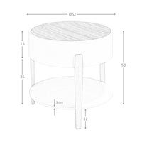 Tavolo angolare rotondo in noce, legno beige e acciaio lucido placcato oro