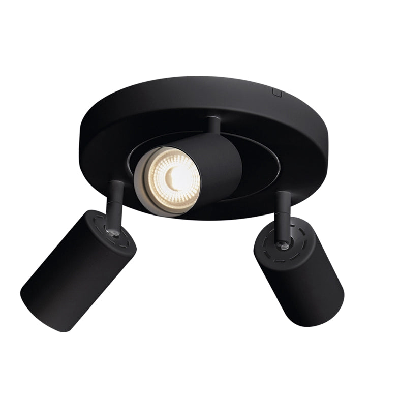 Manuka Plafoniera 3 Elementi Tonda - Nero, Struttura in Metallo, Attacco GU10, IP20, 150W, Installazione a Soffitto - Rossini Group
