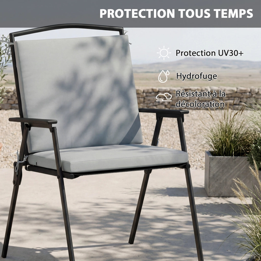 Set 2 Cuscini Sedia Giardino ¨C zephmum ¨C Grigio 50x50 cm