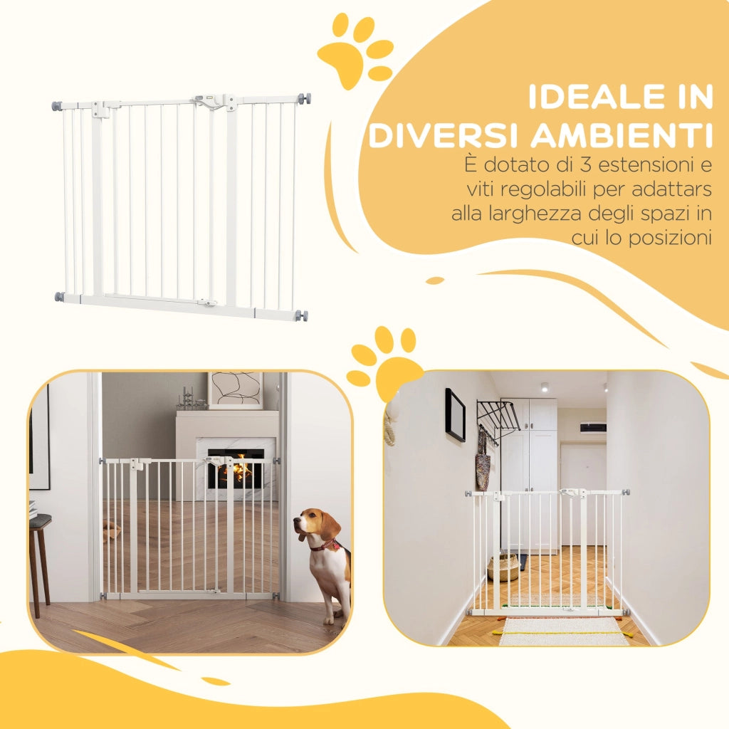 Cancellino per Cani Estensibile 74-100x77 cm in Metallo Bianco