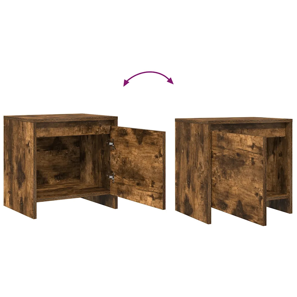 Comodino-Tavolino da notte Rovere Fumo 45x34x44,5 cm in Truciolato