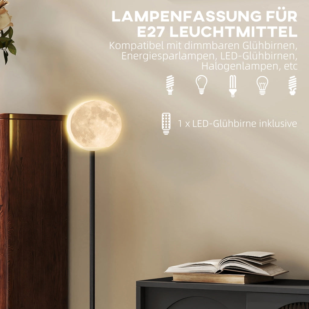 Lampada da terra con paralume effetto luna ¨C zephmum ¨C nero, metallo