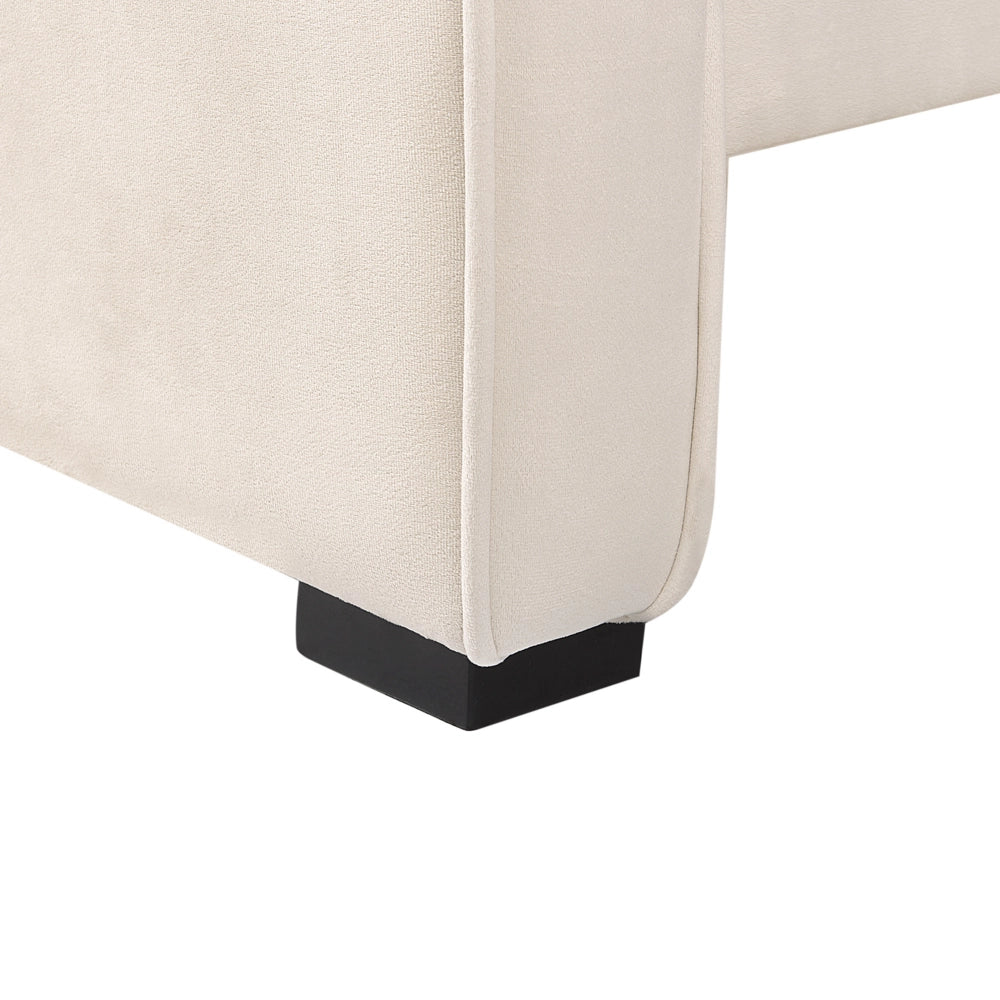 Letto singolo in velluto con telaio imbottito beige camera da letto stile moderno tradizionale
