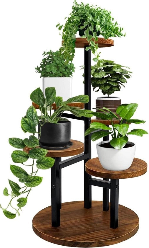 Pianta a Molti Piani in Legno e Metallo per Interno, Balcone e Giardino