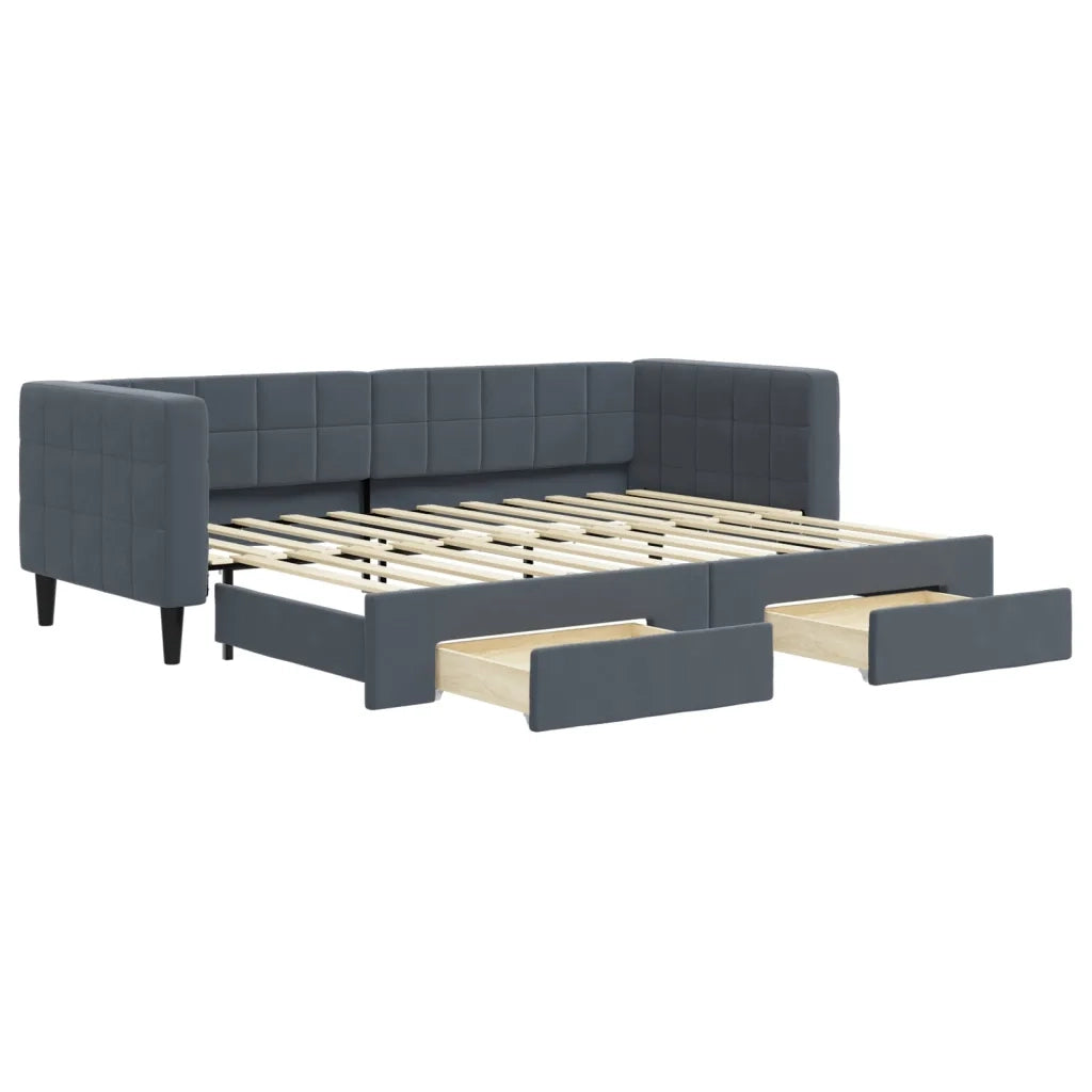 Divano letto | Sof¨¤ letto | Letto singolo Estraibile Cassetti Grigio Scuro 80x200cm Velluto