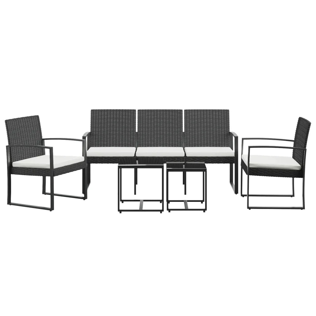 Set da Pranzo da Giardino 5 pz | Set Salotto da Giardino Nero con Cuscini in Rattan PP