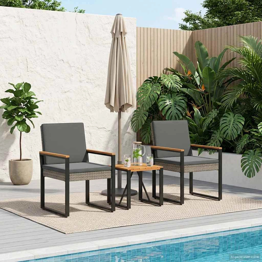 Set Mobili da Esterno 3 pz Grigio e Grigio Scuro polyrattan 42025332