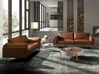 Tavolino rotondo in noce, legno beige e acciaio dorato lucido