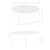 Tavolino rotondo in noce, legno beige e acciaio dorato lucido