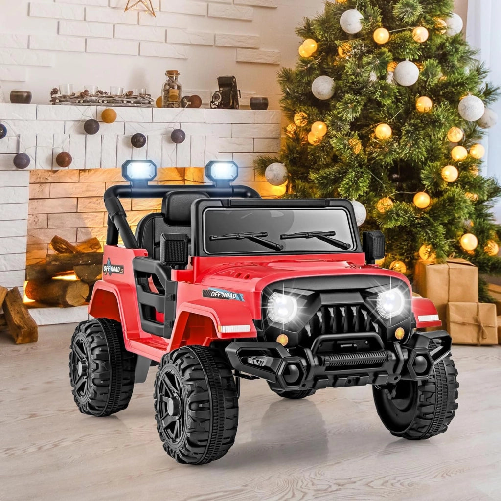 12V Macchina Elettrica per Bambini, Auto per Bambini con Telecomando Porta USB Musica e Luci, Avvio lento, Velocità Regolabile 1-5 km/h, per Bambini 3 Anni+ (Rosso)