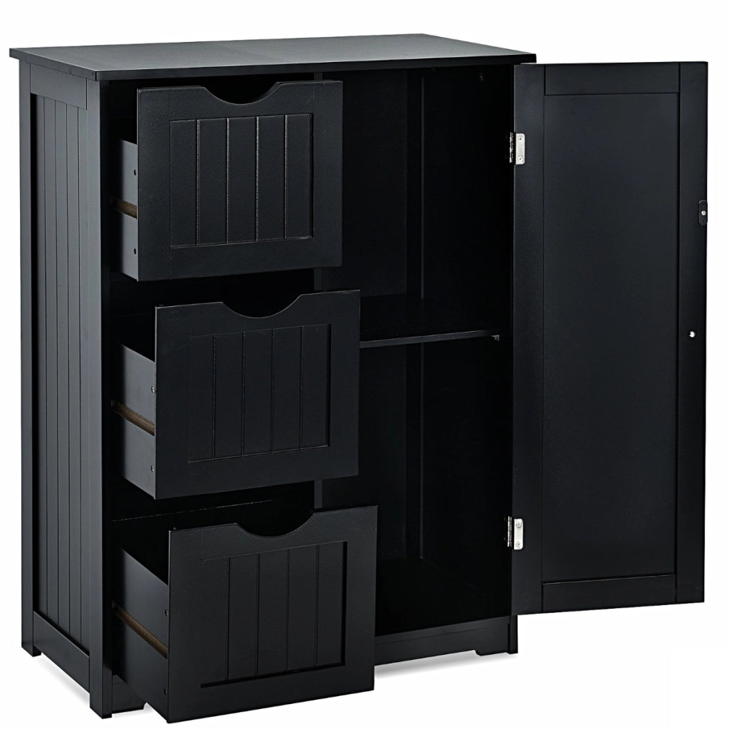 Armadietto di stoccaggio per ufficio con 3 cassetti-Mobile laterale in legno 60x30x81cm Nero