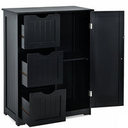 Armadietto di stoccaggio per ufficio con 3 cassetti-Mobile laterale in legno 60x30x81cm Nero