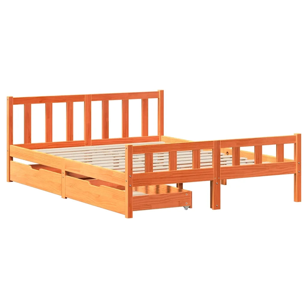 Letto senza Materasso-Struttura Letto Marrone Cera 150x200 cm in Legno di Pino 921895