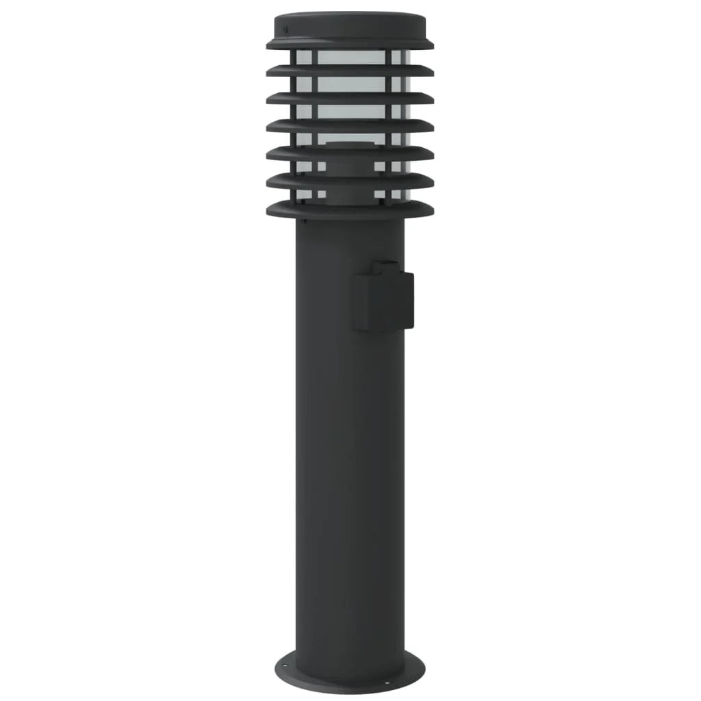 Lampada da terra per esterno con presa 60 cm acciaio inox nero 02_0042530