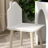 Set con 2 Sedie per Bambini e Tavolino con Lavagna per Cameretta e Asilo, Età 3-8 Anni, Bianco