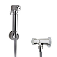 Set idroscopino composto da: idroscopino a pulsante in ottone cromato, flessibile conico e rubinetto temporizzato