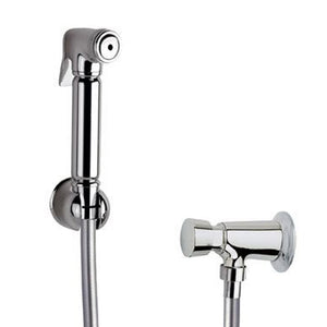 Set idroscopino composto da: idroscopino a pulsante in ottone cromato, flessibile conico e rubinetto temporizzato