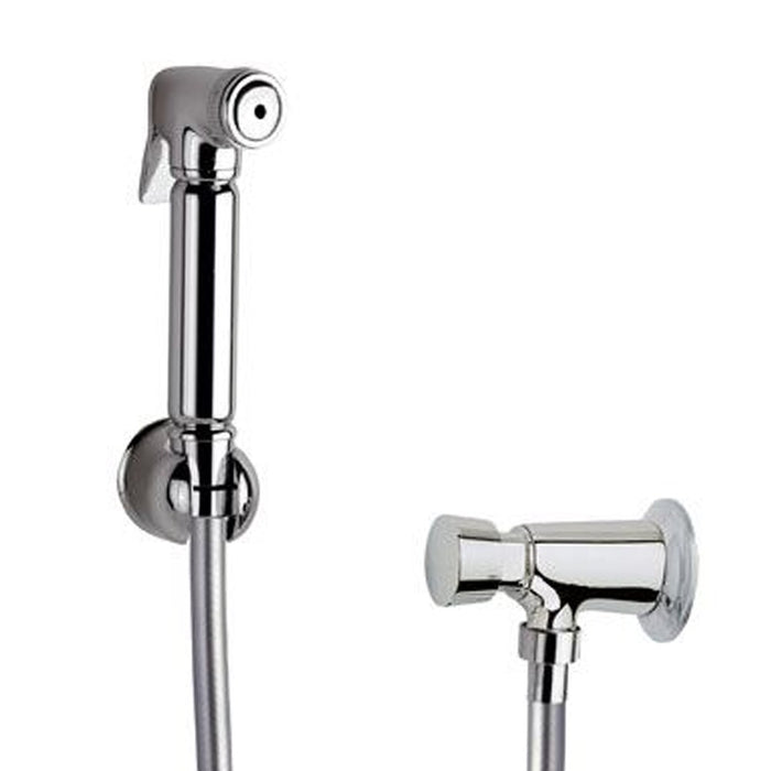Set idroscopino composto da: idroscopino a pulsante in ottone cromato, flessibile conico e rubinetto temporizzato