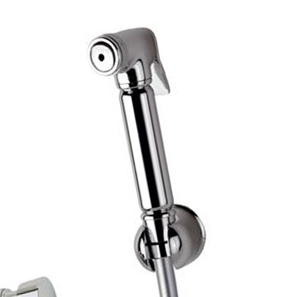 Set idroscopino composto da: idroscopino a pulsante in ottone cromato, flessibile conico e rubinetto temporizzato