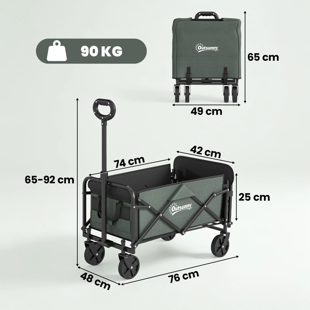 Carrello da Giardino Pieghevole ¨C zephmum ¨C Verde 72 Litri