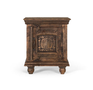 Comodino in legno massello di mango con finitura rustica