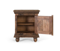 Comodino in legno massello di mango con finitura rustica