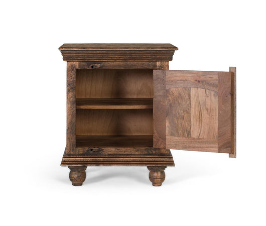 Comodino in legno massello di mango con finitura rustica