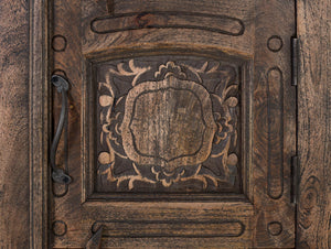 Comodino in legno massello di mango con finitura rustica